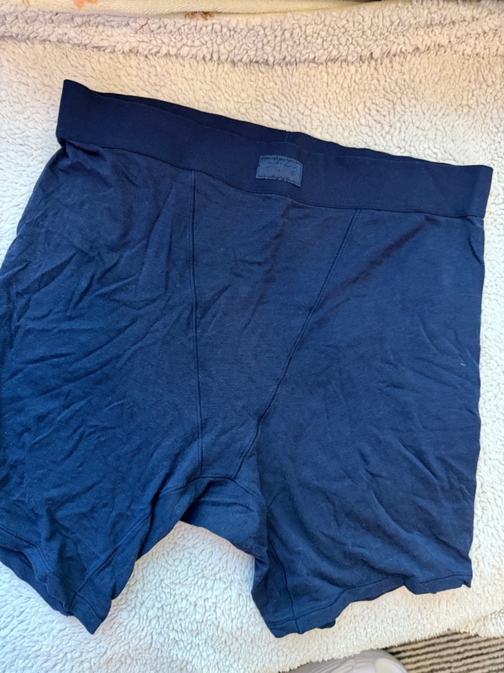 SKIMS Navy High-Rise Bike Shorts with Wide Waistband